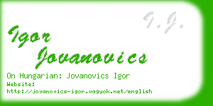 igor jovanovics business card